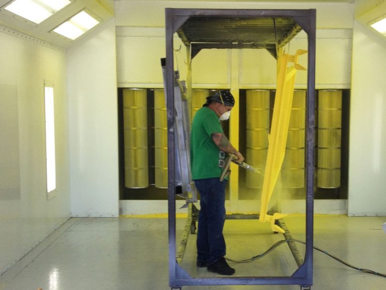 Powder coating booths in action